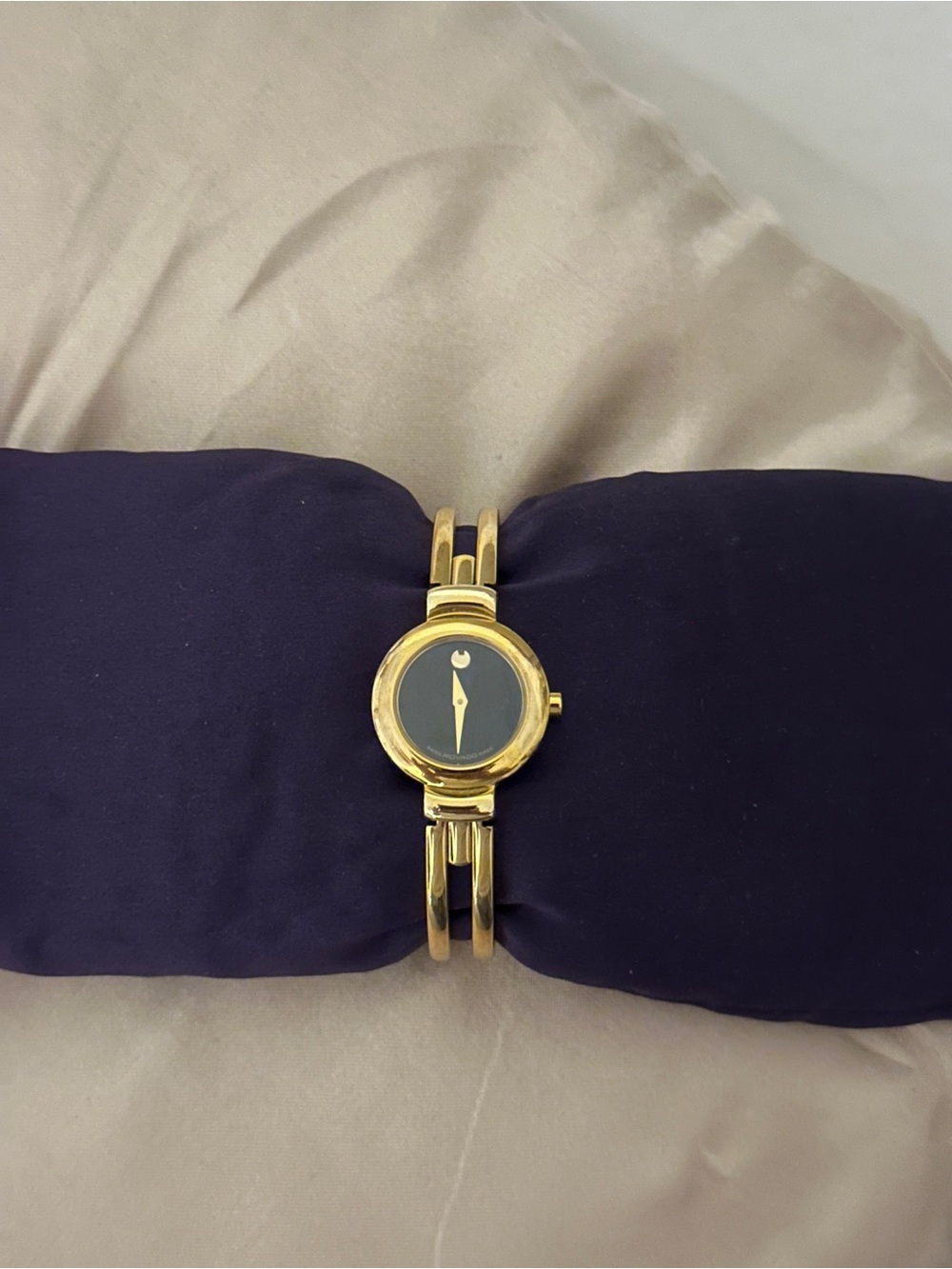 Movado Gold Women's Bracelet Watch with Black Dial